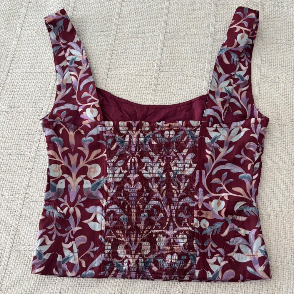 Women's XS FREE PEOPLE Grace Bird Floral Corset Top in Cabernet Combo NWT - Picture 6 of 8